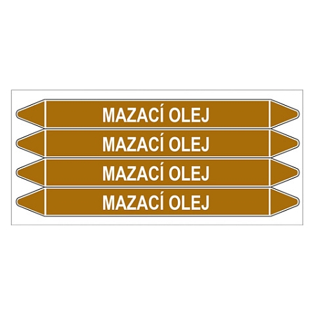 Značení potrubí, mazací olej,4 ks, 250 × 26 mm